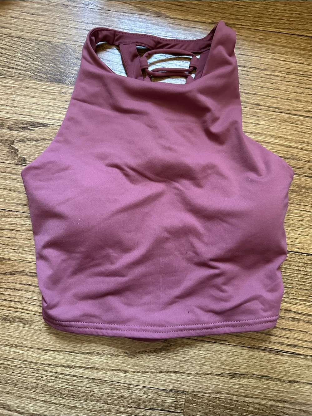 ALO Yoga Mauve High-Neck Strappy-Back Crop Top